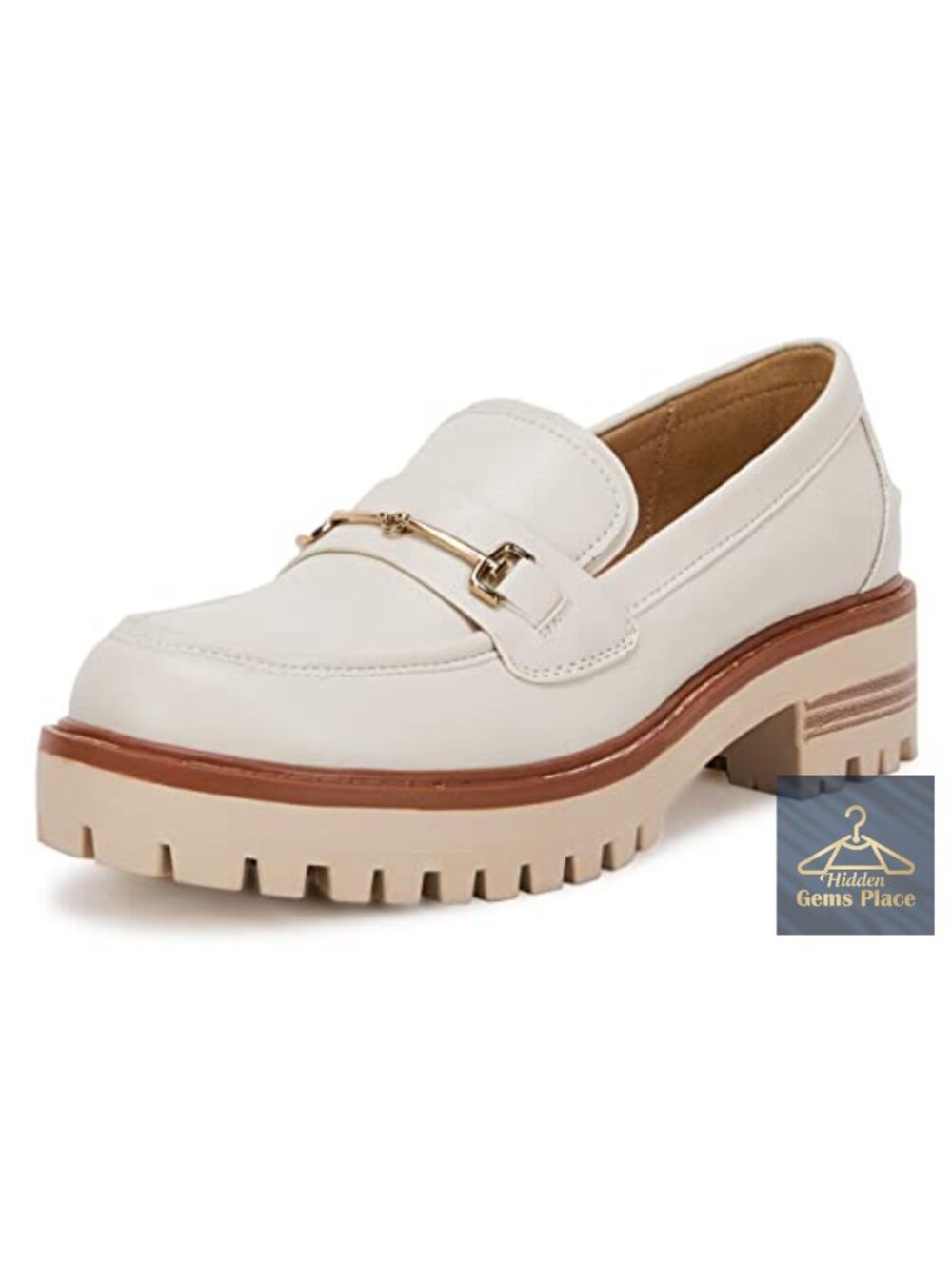 Women's Platform Chunky Heel Loafers Slip On Patent Leather Lug Sole Fashion